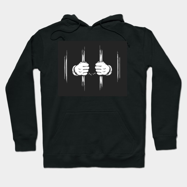 Hands in Cuffs Holding Prison Bars Hoodie by devaleta